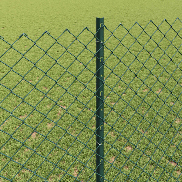 vidaXL Gjerde med stolpe gr&oslash;nn 1,4 x 10 m St&aring;l og PVC