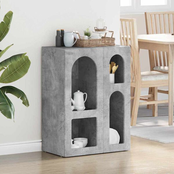 vidaXL Serviesskap Betonggr&aring; 59 x 35 x 80.5 cm Konstruert tre