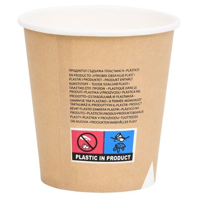 vidaXL Kaffepapirkopper 200 ml 250 stk brun
