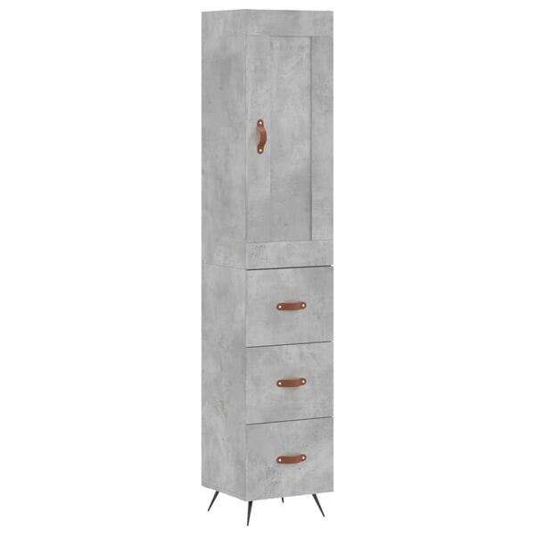 vidaXL Highboard betonggr&aring; 34,5x34x180 cm konstruert tre