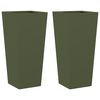 vidaXL Plantekasser 2 stk olivengr&oslash;nn 35x35x75 cm st&aring;l