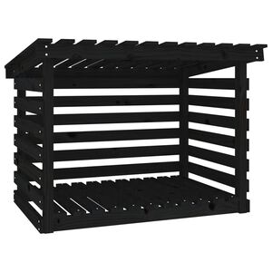 vidaXL Vedstativ svart 108x73x79 cm heltre furu