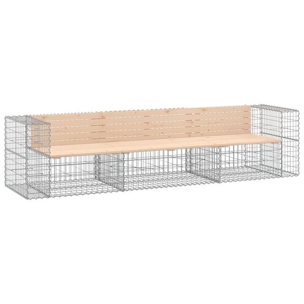 vidaXL Hagebenk gabiondesign 287x71x65,5 cm heltre furu
