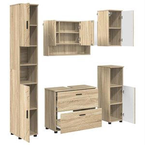 vidaXL Baderomsinnredningssett 5 stk. Sonoma eik 35 x 30 x 192 cm