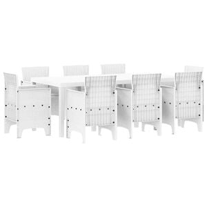 vidaXL Hage Spisegruppe 9 stk. Hvit Polypropen