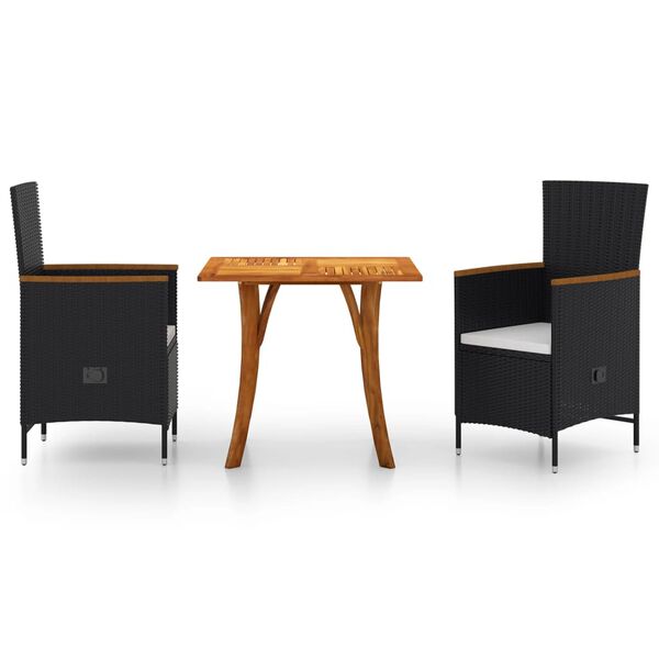 vidaXL Utend&oslash;rs spisestue 3 deler svart