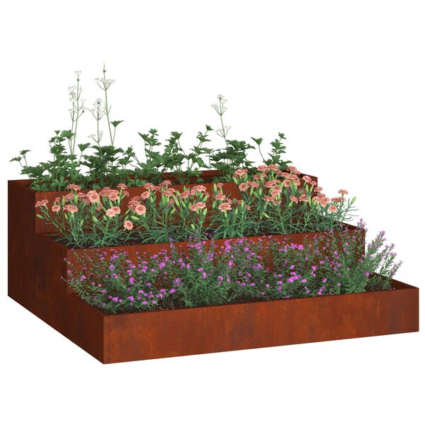 vidaXL Hageblomsterpotte Rusten 90 x 90 x 35 cm Cortenst&aring;l