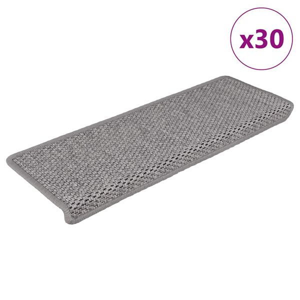 vidaXL Selvklebende trappematter sisal 30 stk 65x21x4 cm s&oslash;lv