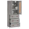 vidaXL Highboard grå sonoma 69,5x34x180 cm konstruert tre