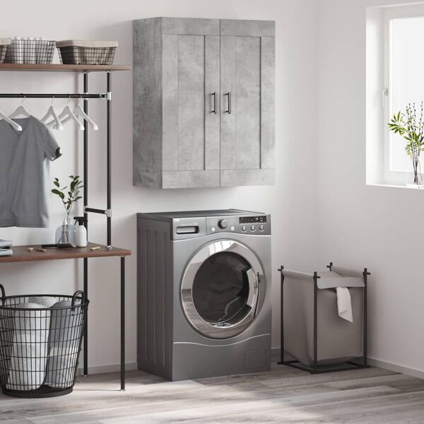 vidaXL Veggskap betonggr&aring; 69,5x34x90 cm konstruert tre