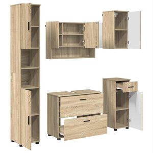 vidaXL Baderomsinnredningssett 5 stk. Sonoma eik 35 x 30 x 192 cm