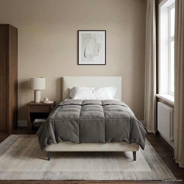 vidaXL Sommerdyne Quilted Lysegr&aring; 155 x 220 cm Mikrofiber