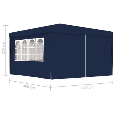 vidaXL Profesjonelt festtelt med sidevegger 4x4 m blå 90 g/m²