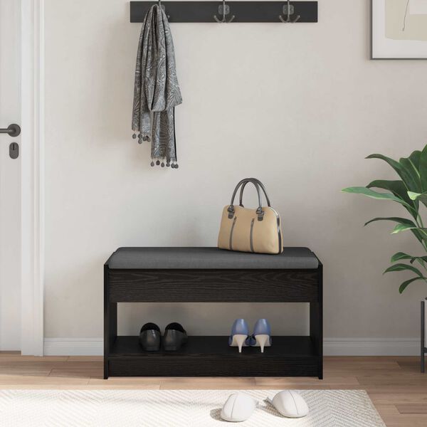 vidaXL Gangbenk Svart Eik 83 x 38 x 45 cm Konstruert treverk og stoff