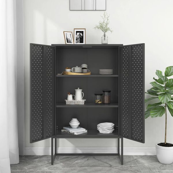 vidaXL Highboard antrasitt 80x35x135 cm stål