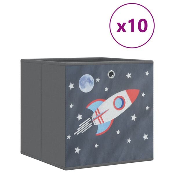 vidaXL Oppbevaringsbokser 10 stk gr&aring; 32x32x32 cm ikke-vevet stoff