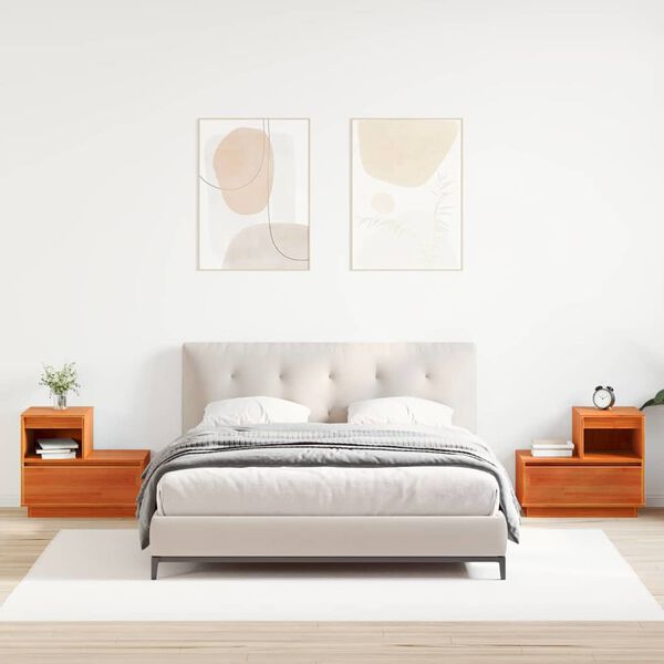 vidaXL Nattbordskap 2 pcs Vokset Brun 60 x 34 x 51 cm Konstruert tre