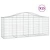 vidaXL Gabionkurver buede 15 stk 200x50x80/100 cm galvanisert jern