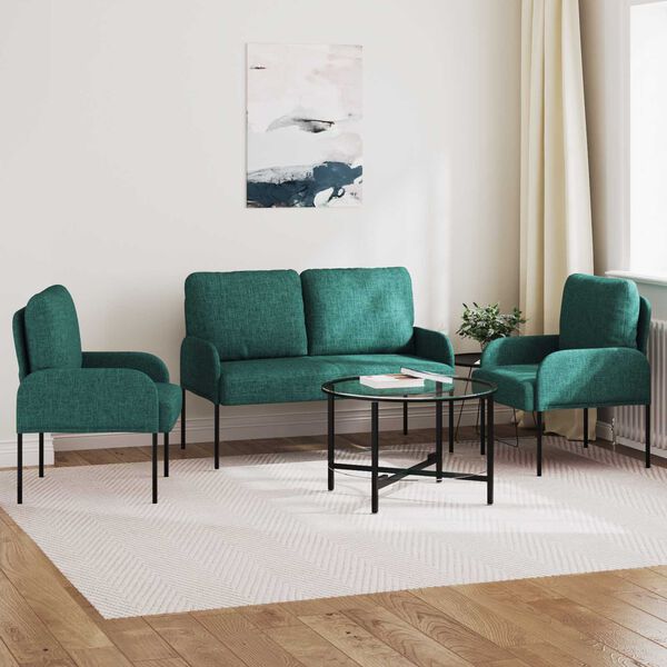 vidaXL Sofasett med pute 3 pcs M&oslash;rkegr&oslash;nn 115 x 56 x 80 cm Kryssfin&eacute;r
