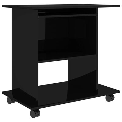 vidaXL Databord høyglans svart 80x50x75 cm sponplate