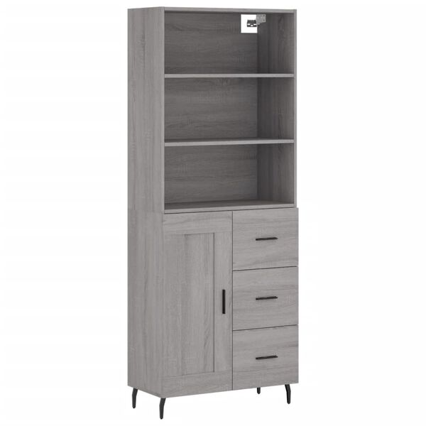 vidaXL Highboard gr&aring; sonoma 69,5x34x180 cm konstruert tre