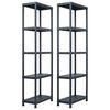 vidaXL Oppbevaringshylle 2 stk svart 125 kg 60x30x180 cm plast