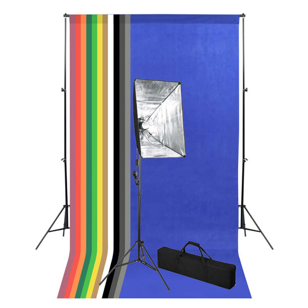 vidaXL Fotostudiosett med bakgrunner og softboxlys