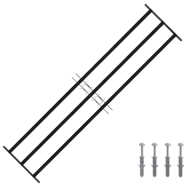 vidaXL Vindu Gitter Svart 174 x 45 cm Pulverlakkert st&aring;l