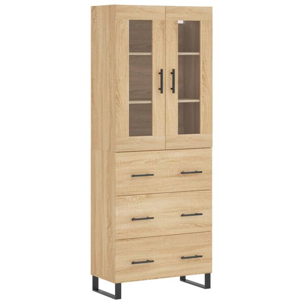 vidaXL Highboard sonoma eik 69,5x34x180 cm konstruert tre