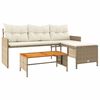 vidaXL Hagesofa med bord og puter L-formet beige polyrotting
