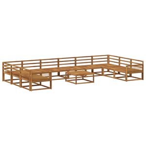 vidaXL Utend&oslash;rs sofa-sett 11 pcs Naturlig Solid akasietre