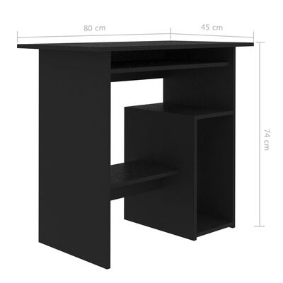 vidaXL Skrivebord svart 80x45x74 cm sponplate