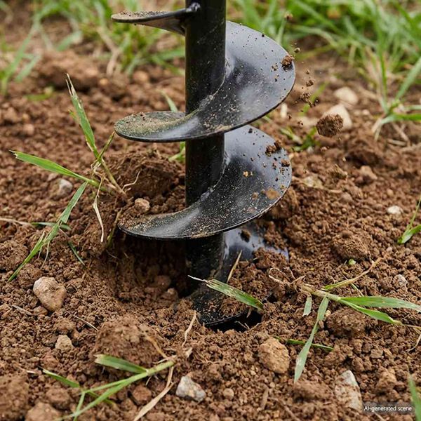 Jordbor med h&aring;ndtak 200 mm og forlengere 13 m st&aring;l