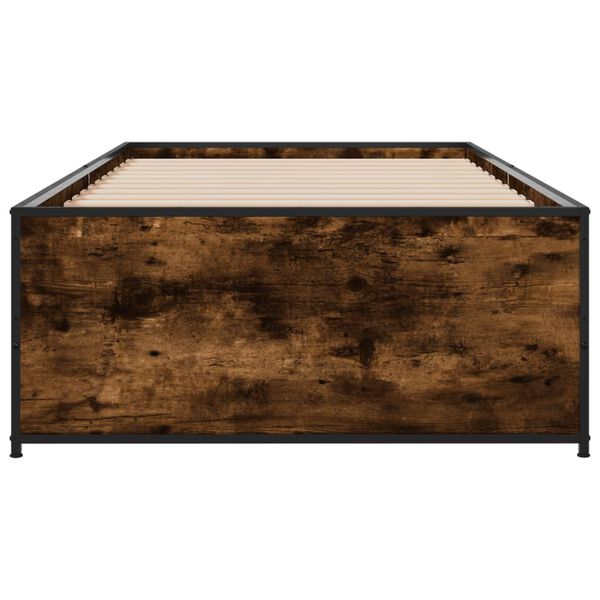 vidaXL Sengeramme r&oslash;kt eik 100x200 cm konstruert tre og metall