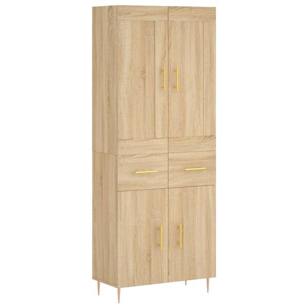 vidaXL Highboard sonoma eik 69,5x34x180 cm konstruert tre