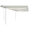 vidaXL Manuell uttrekkbar markise med LED 4x3,5 m kremhvit