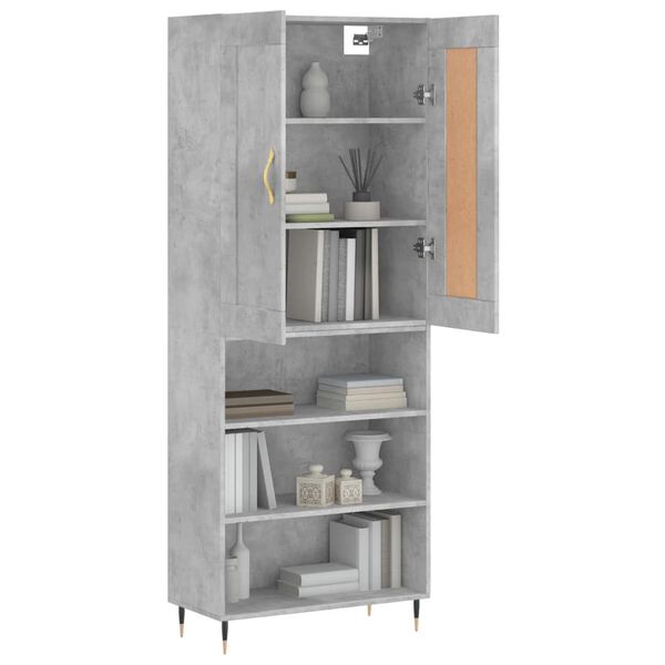 vidaXL Highboard betonggr&aring; 69,5x34x180 cm konstruert tre