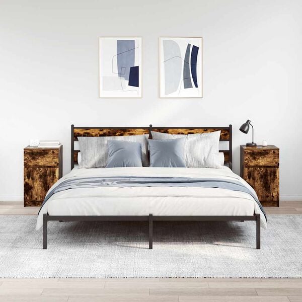 vidaXL Nattbord 2 stk r&oslash;kt eik 39x35x65 cm konstruert tre