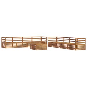 vidaXL Utend&oslash;rs sofa-sett 9 pcs Naturlig Solid akasietre