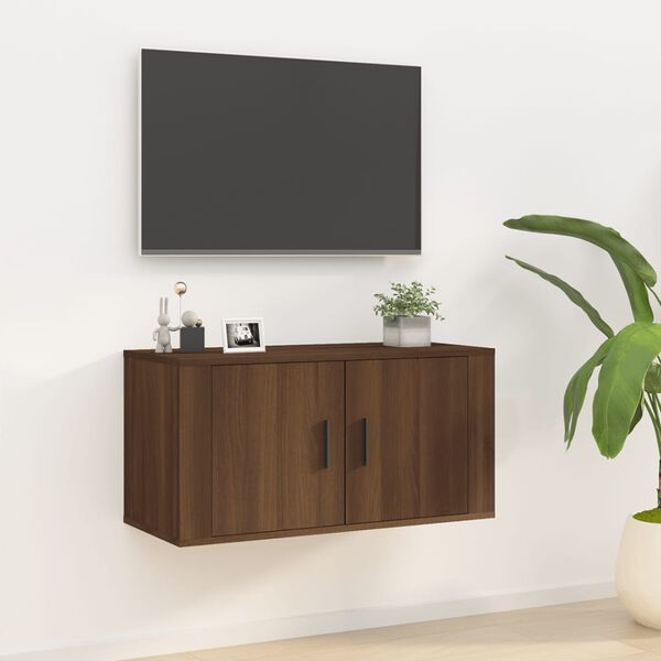 vidaXL Vegghengt TV-benk brun eik 80x34,5x40 cm