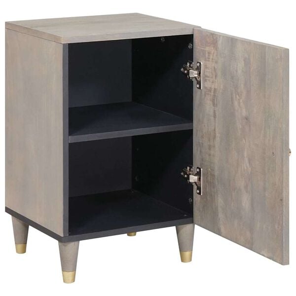 vidaXL Baderomsskap med lagring Grå 38 x 33 x 58 cm Massiv mango tre