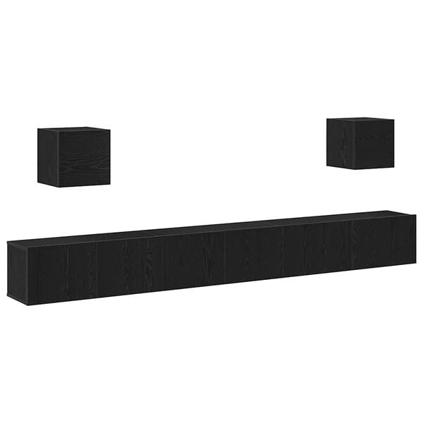 vidaXL TV-benksett 7 pcs Svart Eik 100 x 30 x 30 cm Konstruert tre