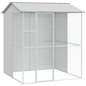 vidaXL Fuglebur med lagring Gr&aring; 215 x 210 x 247 cm Galvanisert St&aring;l