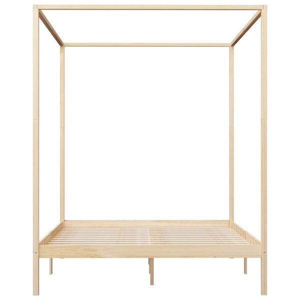 vidaXL Himmelsengeramme med 4 skuffer heltre furu 160x200 cm