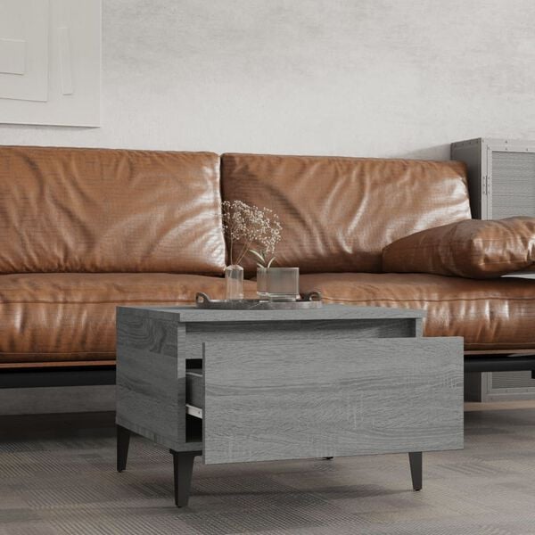 vidaXL Sidebord grå sonoma 50x46x35 cm konstruert tre