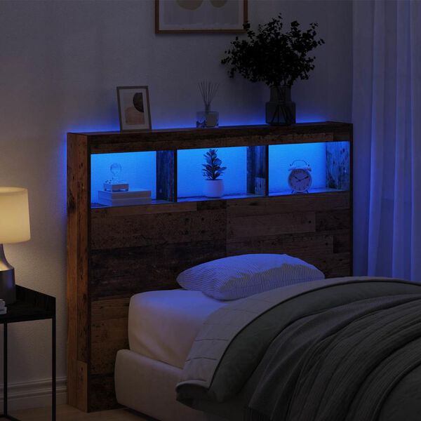 vidaXL Hodegavl med hylle Gamle tre 120 x 17 x 102 cm Konstruert tre