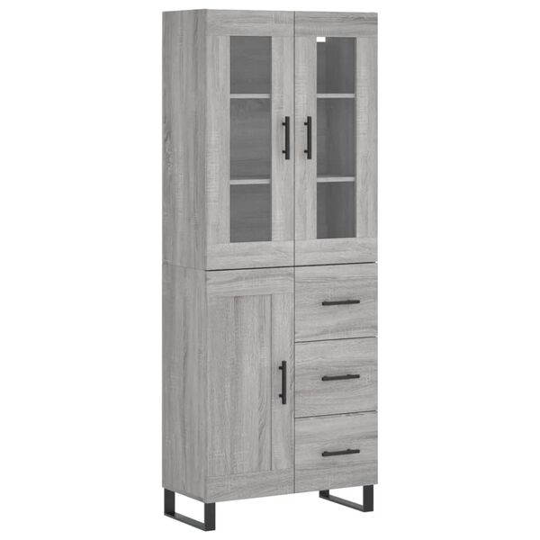 vidaXL Highboard gr&aring; sonoma 69,5x34x180 cm konstruert tre