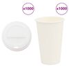 vidaXL Papir kaffekopper med lokk 1000 stk 16oz 400 ml