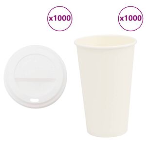 vidaXL Papir kaffekopper med lokk 1000 stk 16oz 400 ml