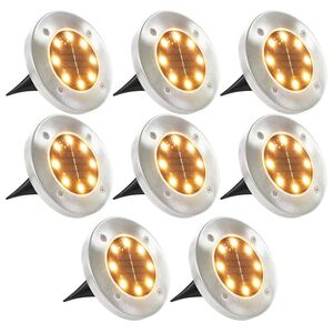vidaXL Soldrevet bakkelys 8 stk LED-lys varmhvit